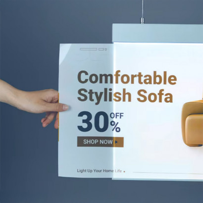 PANEL MENU SLIM BOX DOBLE CARA COLGANTE PIOLAS (1000X350) COLOR PLATEADO